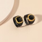 Oval schwarzen goldenen Ring - Herren